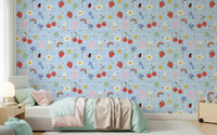 Decorative Lucky Charm wallpaper for walls, bright hearts and sweet keys.