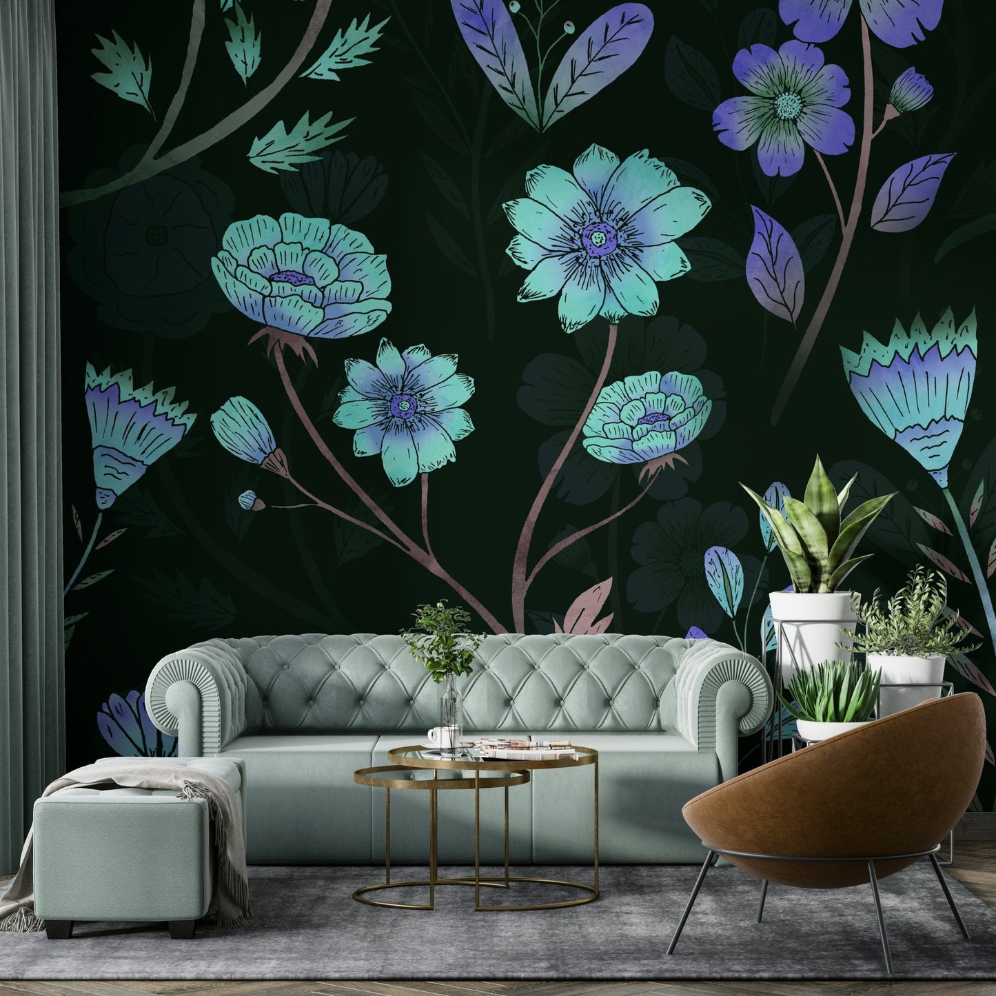 Dreamy wallpaper with glowing flowers

