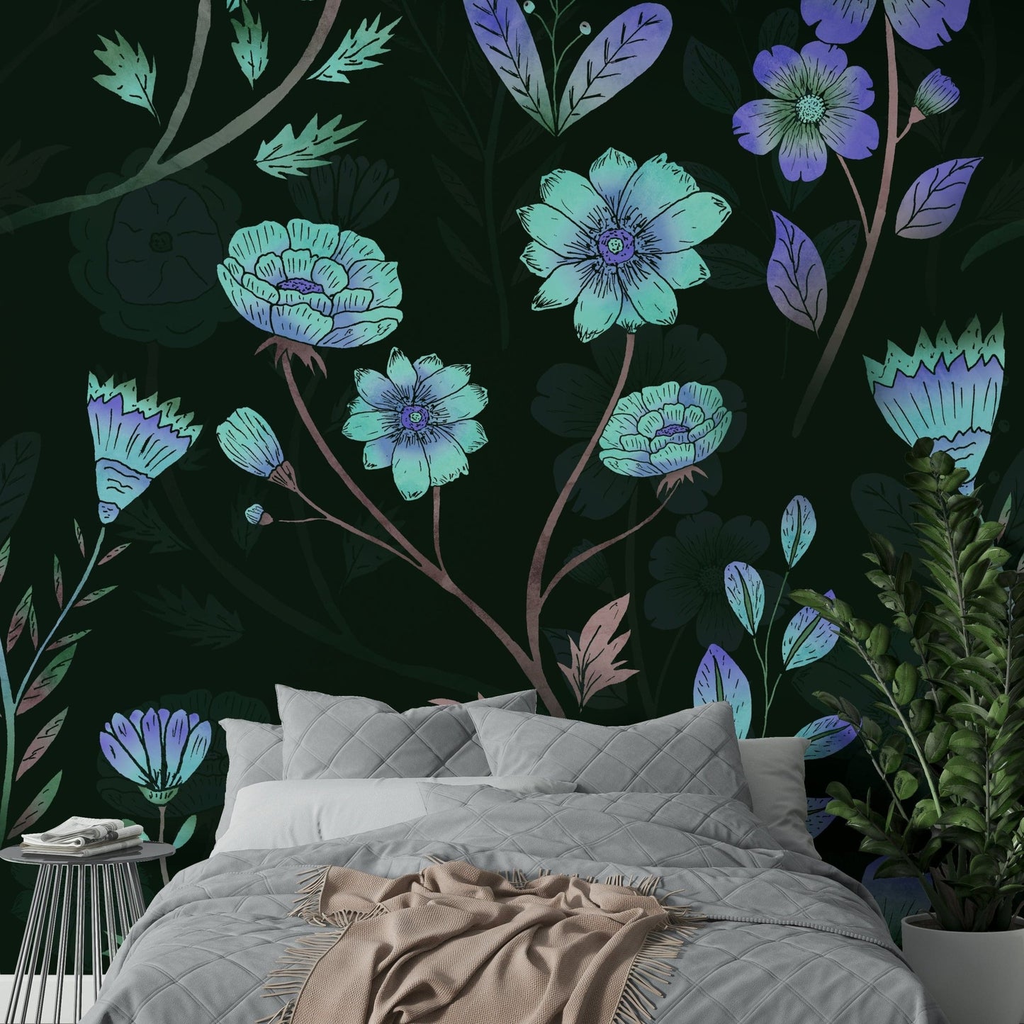 Contemporary floral wallpaper texture

