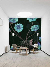 Dark background floral wallpaper with glow effect

