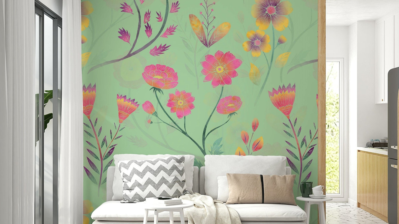 Easy install floral wallpaper
