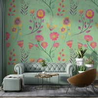Hand-painted flower wallpaper
