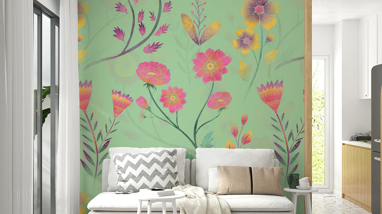 Easy install floral wallpaper

