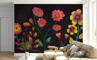 A calming floral design wallpaper mural that defines a space.