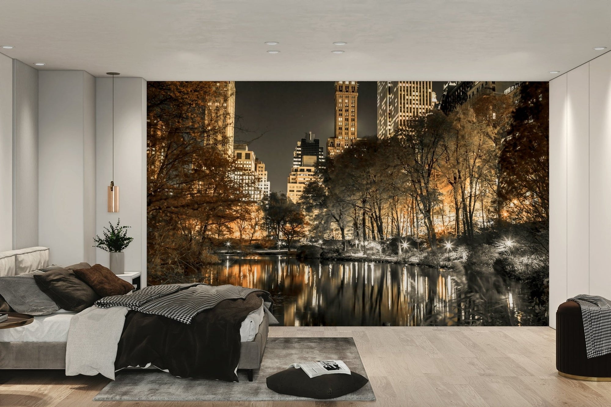 Luminous Serenity Wall Mural featuring a peaceful cityscape, GD2325