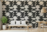 Designer Lunar Echoes 2 wallpaper for walls, elegant repeating circle motif, classic finish.