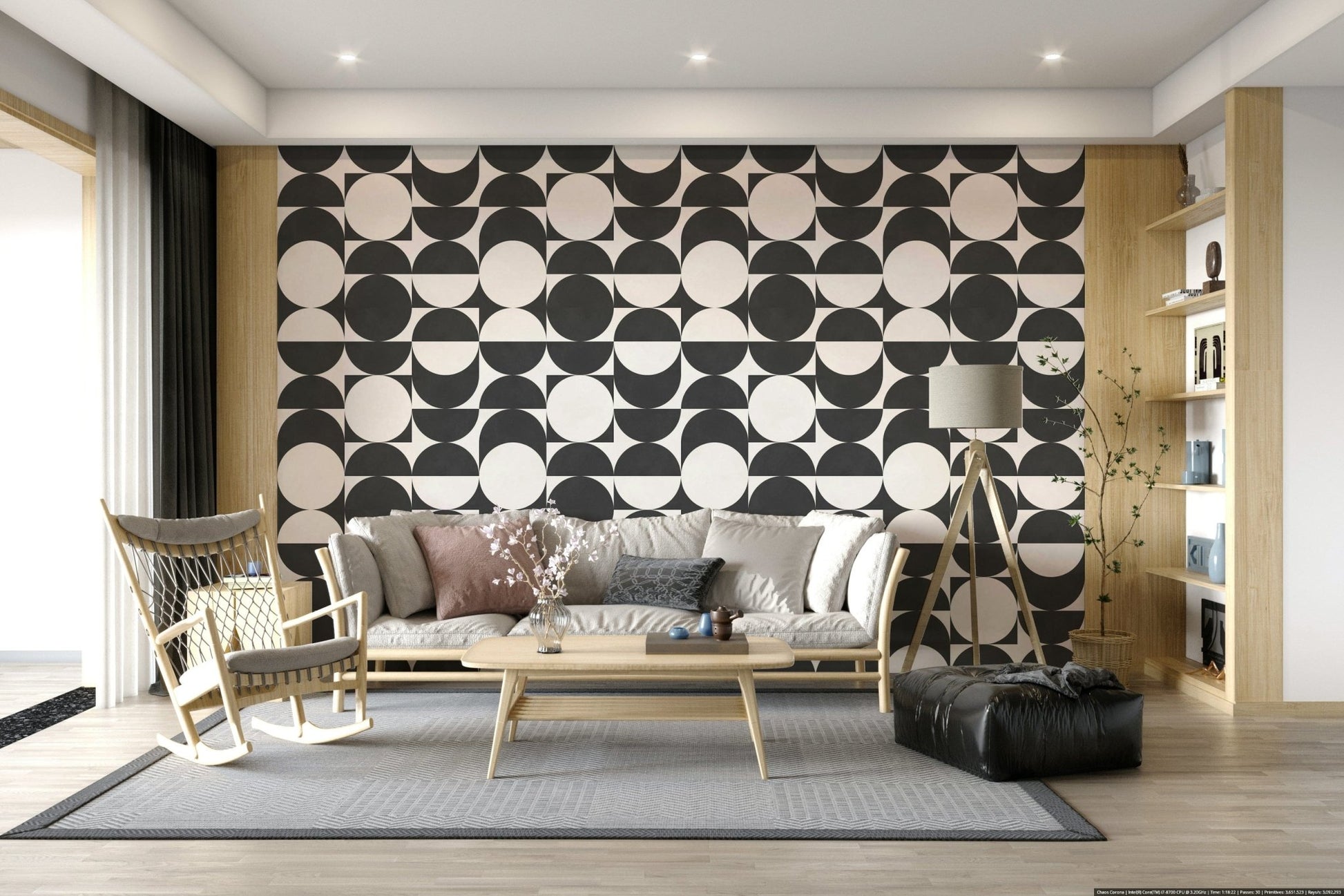 Striking Lunar Echoes 2 wall mural, bold circular pattern, impactful room upgrade.
