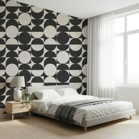 Graphic Lunar Echoes 2 wallpaper, dynamic geometric placement, stylish home décor.