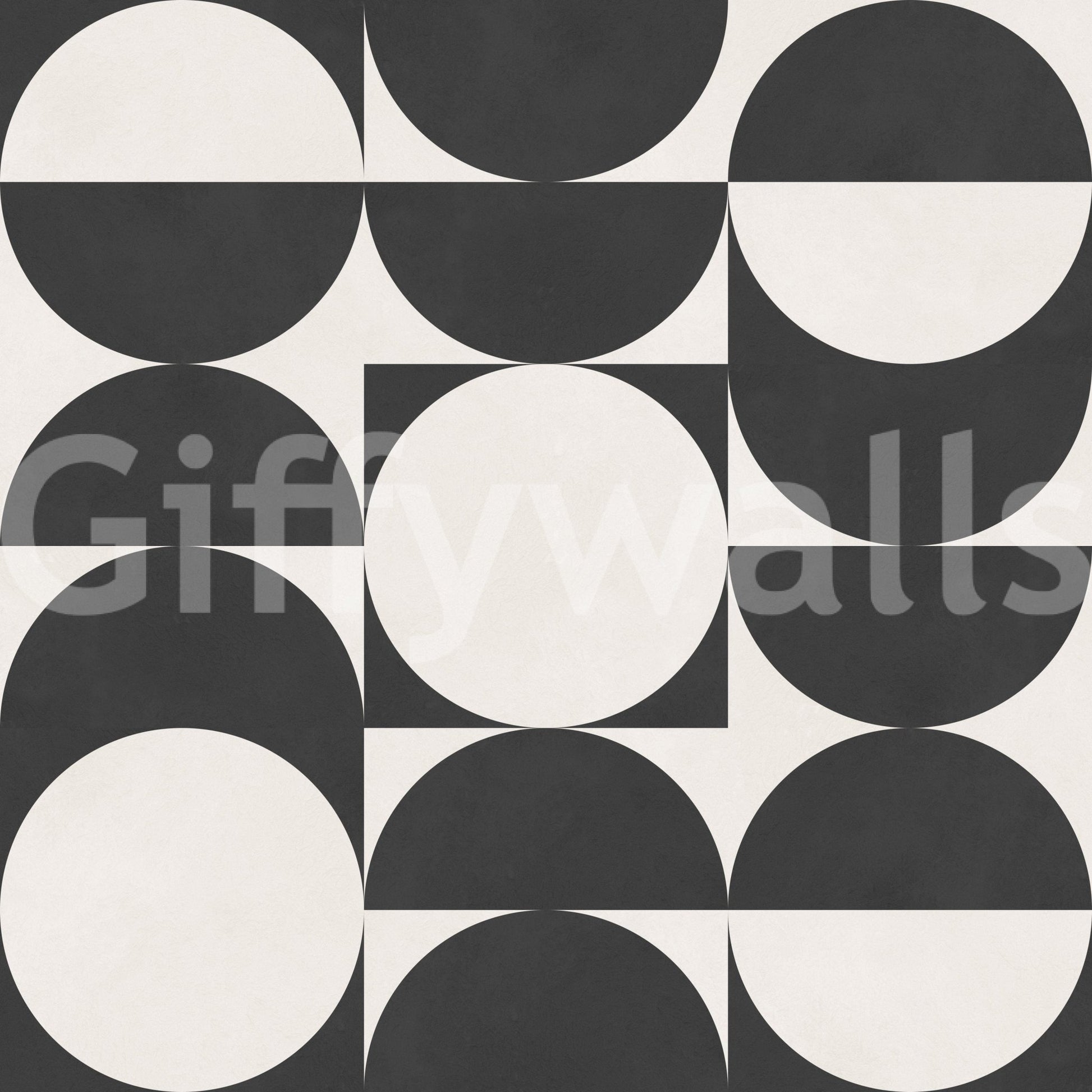 Interlocking semi-circle pattern, Lunar Echoes 2 wall covering, striking decorative impact.