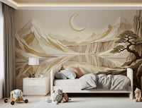Neutral mountain scenery fills Lunar Mountain Serenity Wall Mural, GD9046