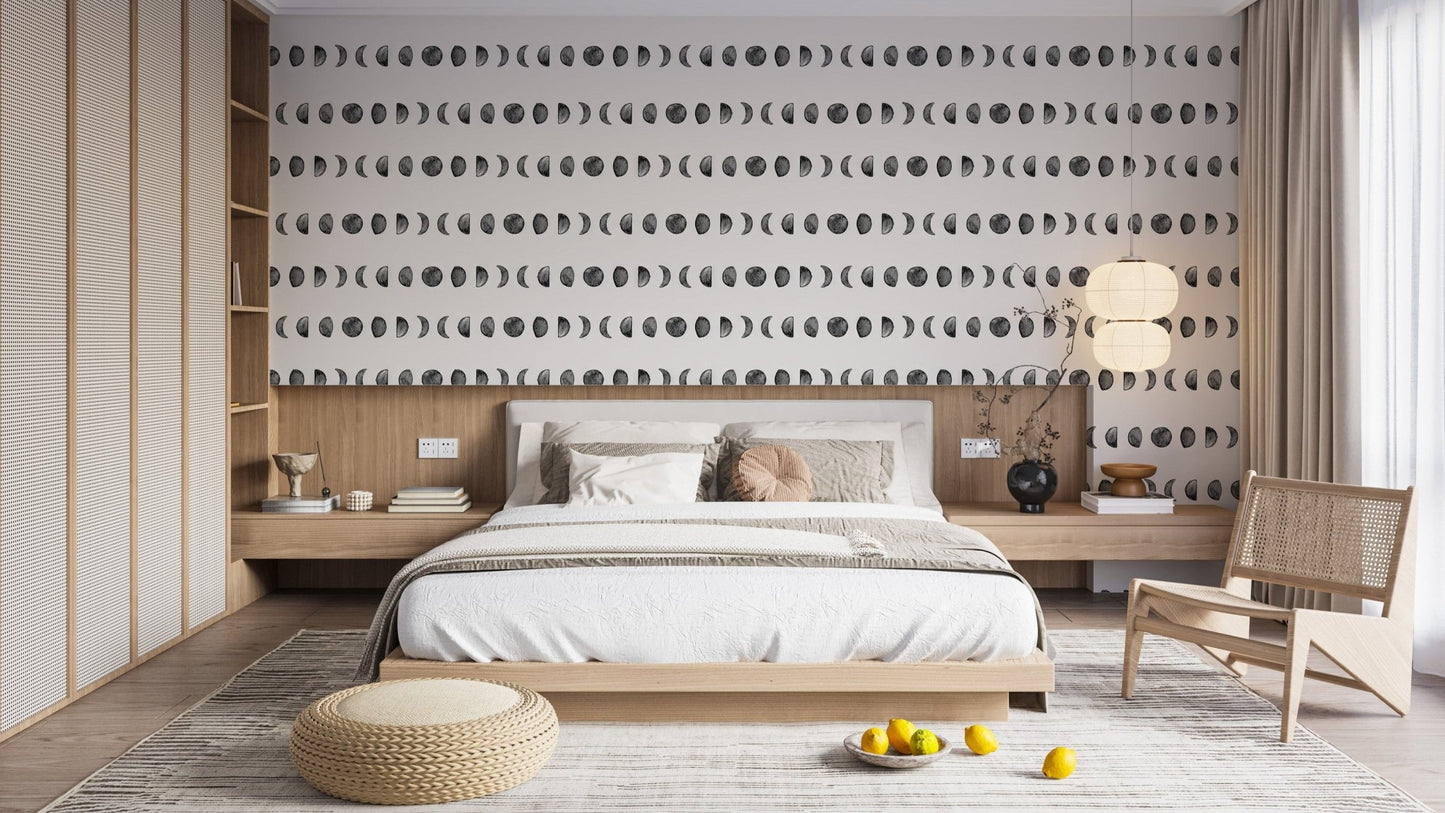 Serene wallpaper showcasing the moon’s phases