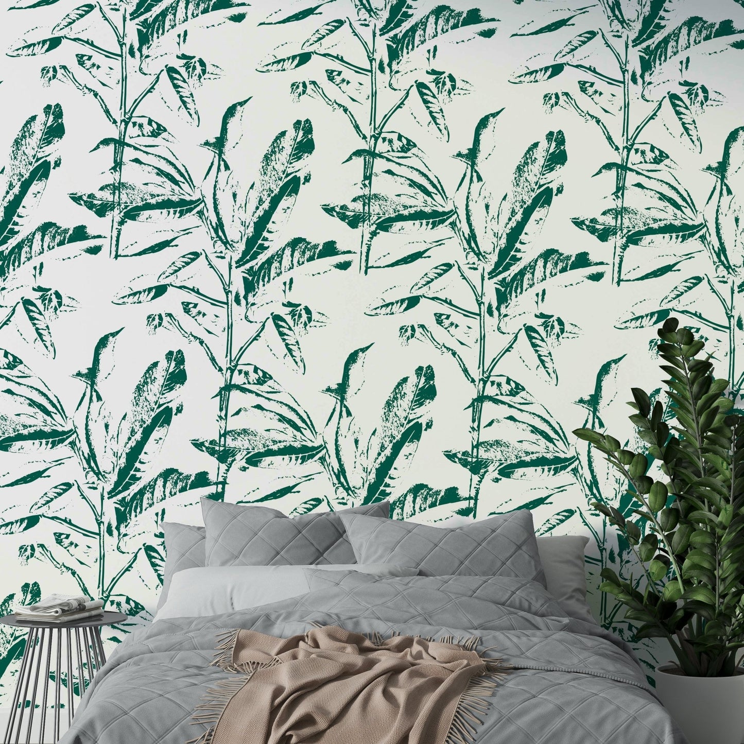 Earth-toned botanical print wallpaper

