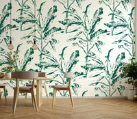 Subtle leaf print wallpaper for calm walls

