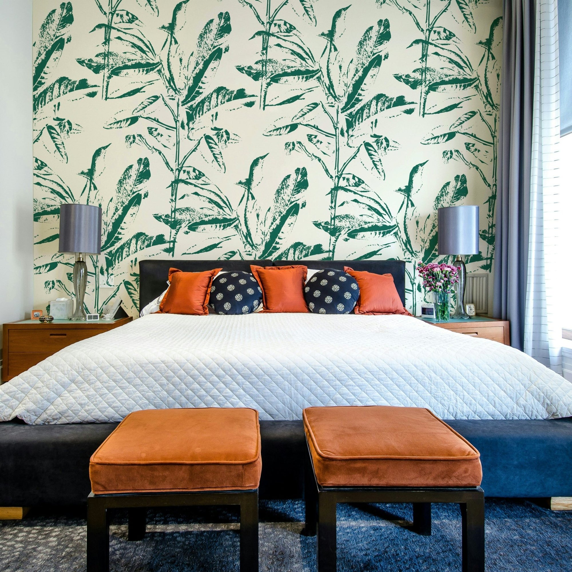 Lush Botanical Stamp mural wallpaper full view, GD2477