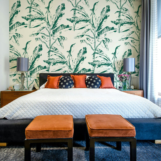 Lush Botanical Stamp mural wallpaper full view, GD2477