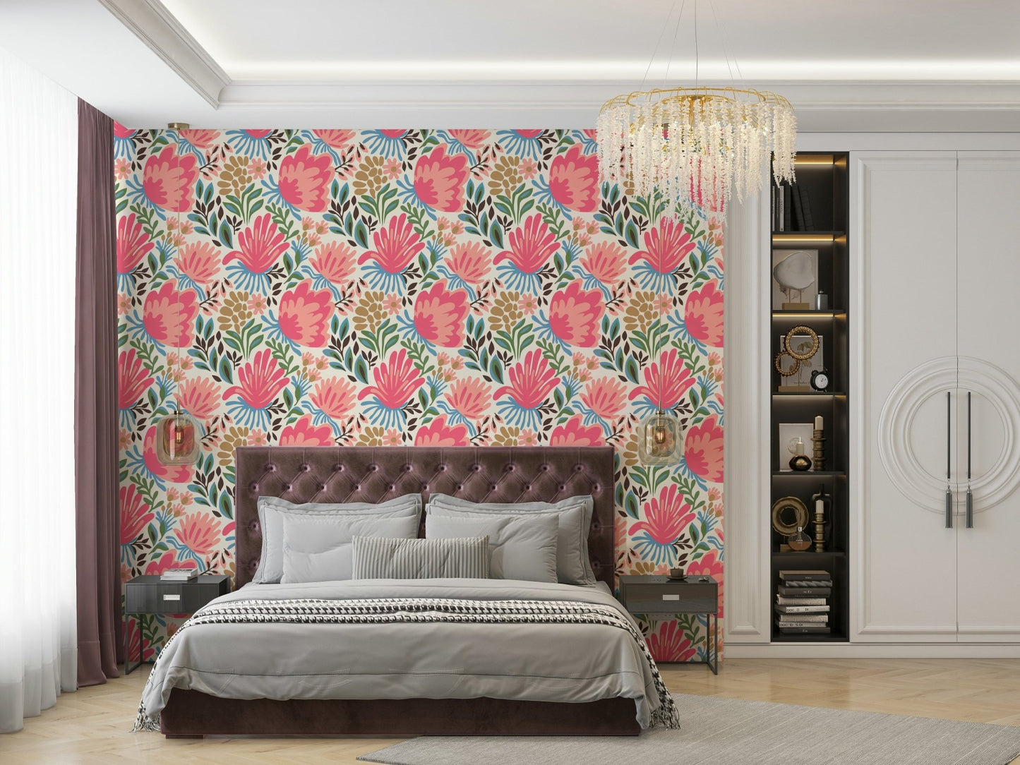 Immersive floral wallpaper with tropical vibes, GD928