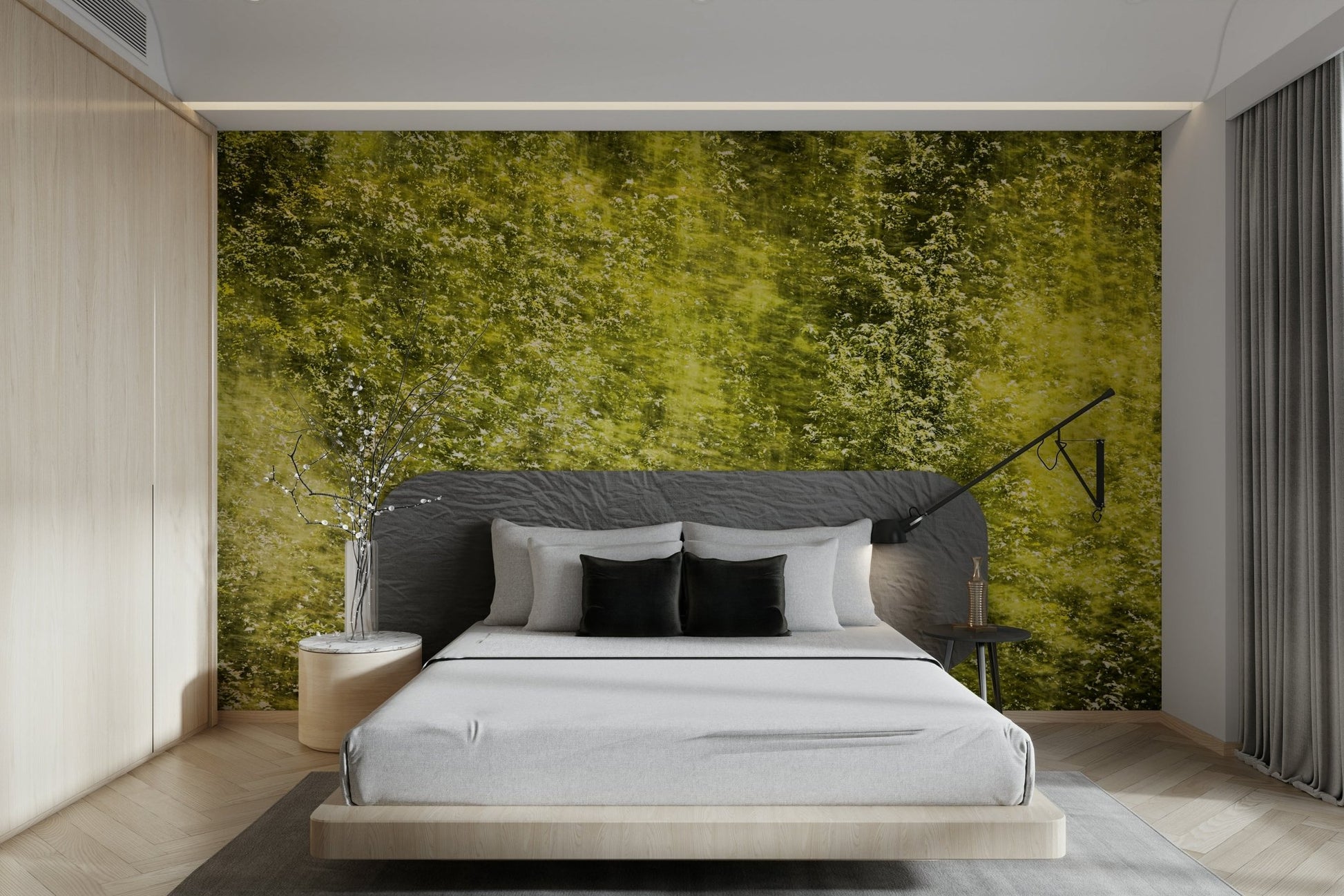 Lush Green Abstract Nature Art - Textured Blurred Landscape Print Wall Mural