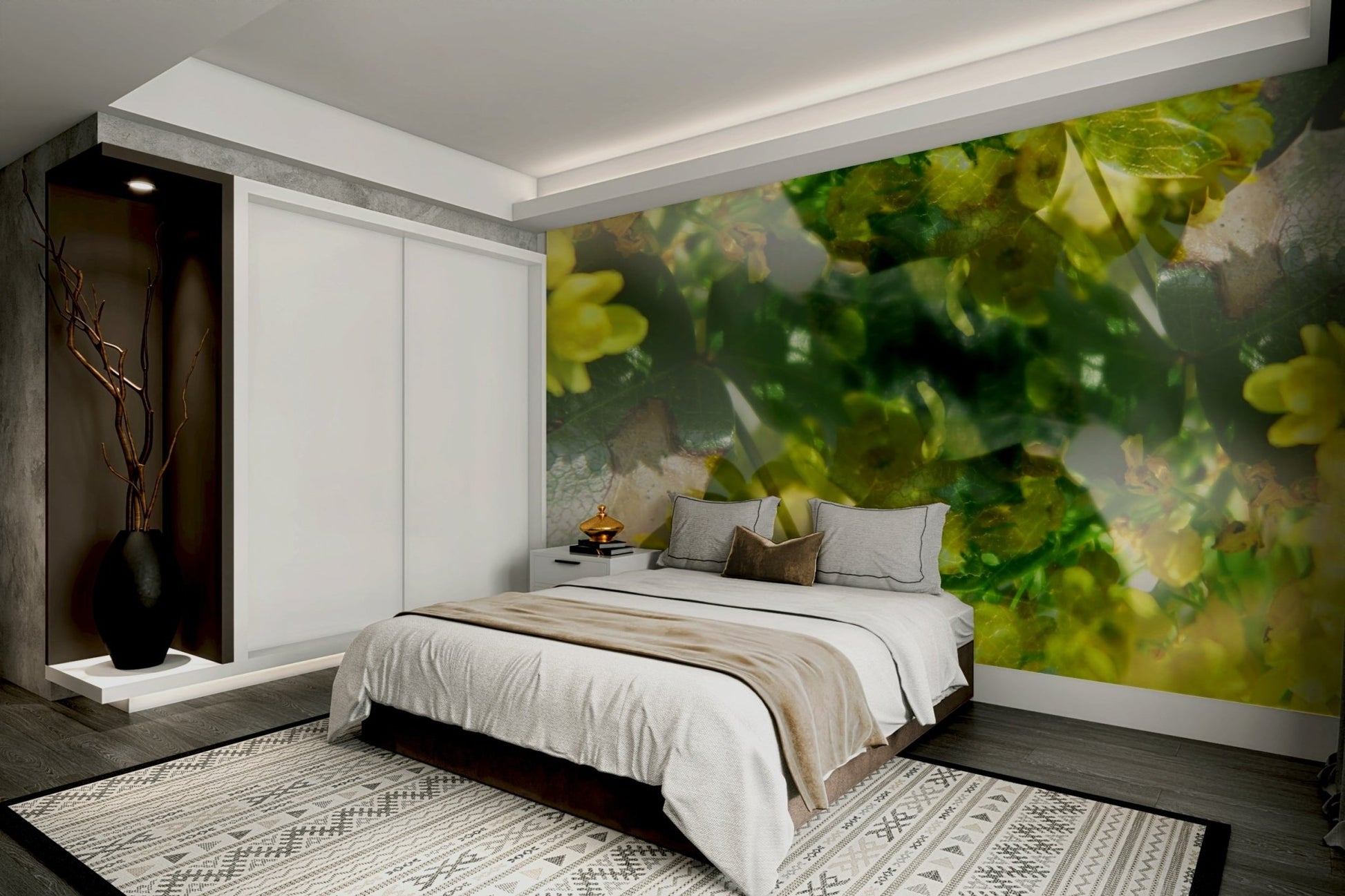 The room has a creative and energetic atmosphere.

