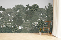 Lush botanical forest mural for walls
