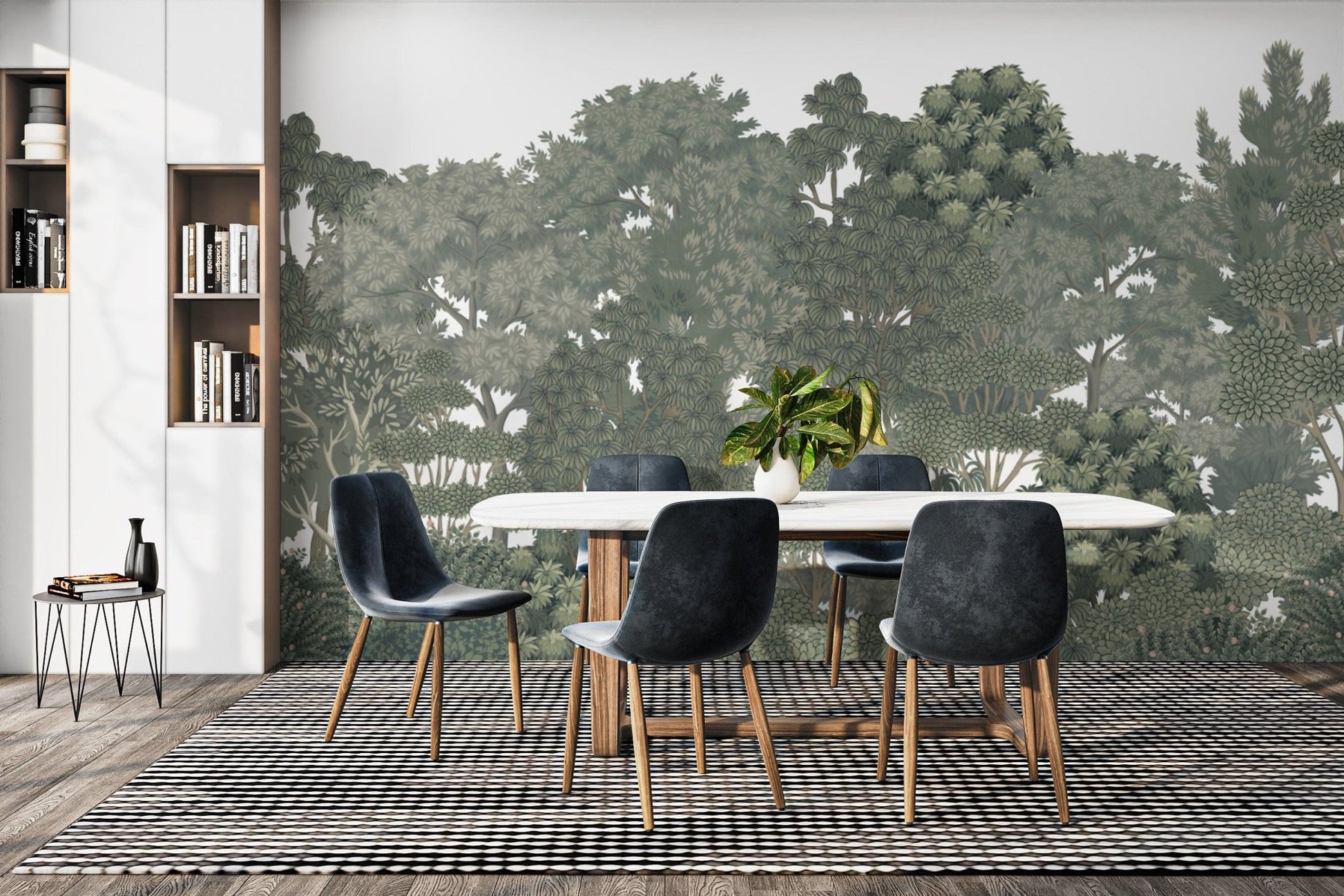 Botanical forest mural for nature lovers
