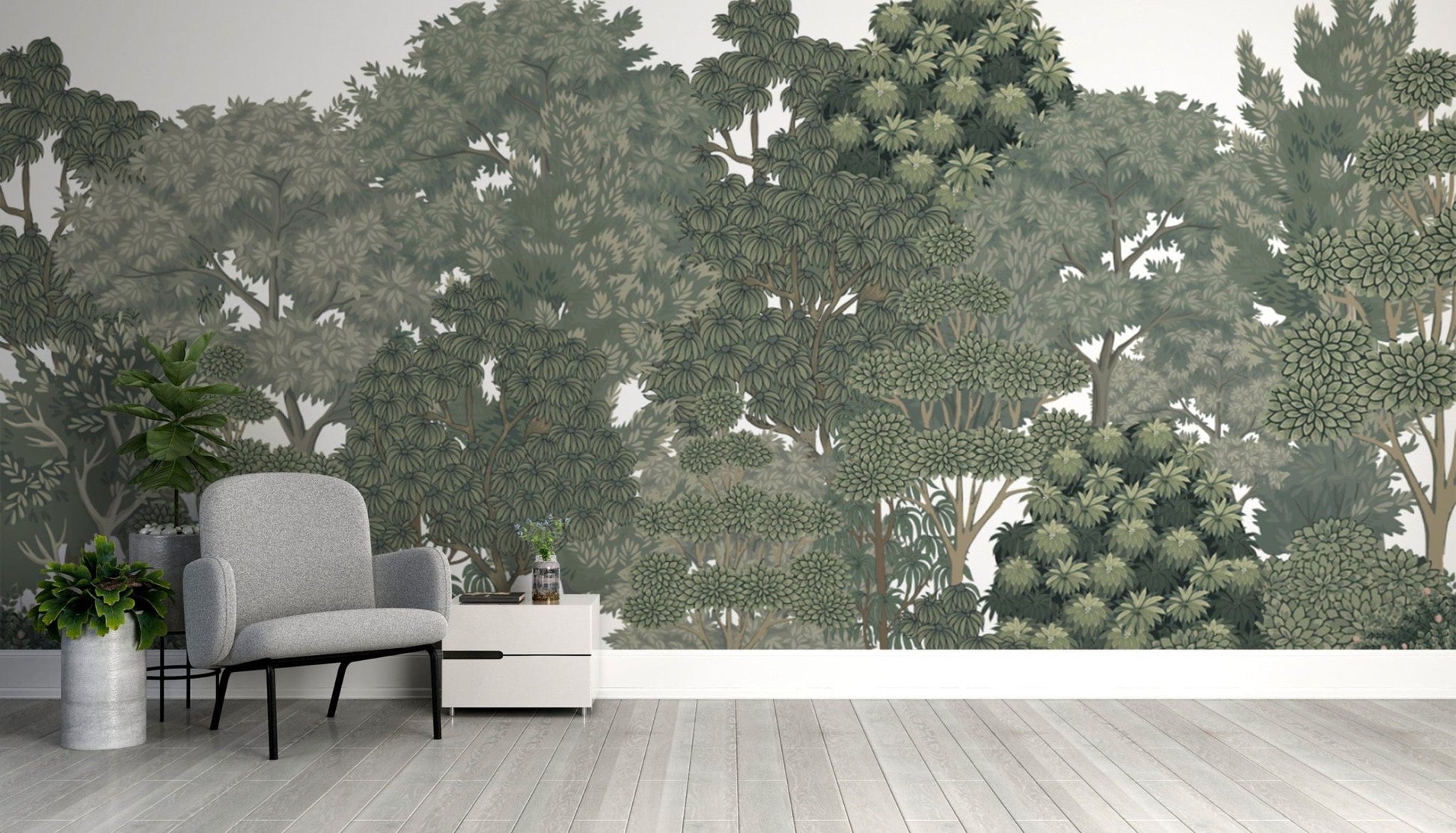 Green forest wallpaper with vibrant plants
