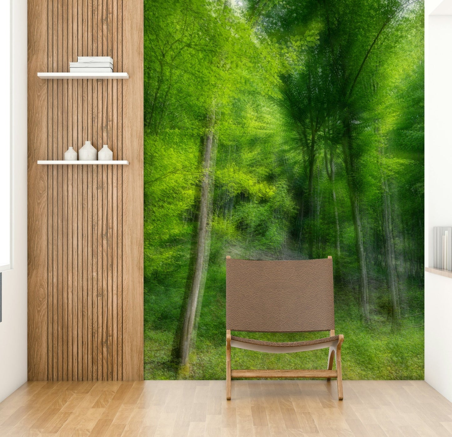 Nature art print on a wall.

