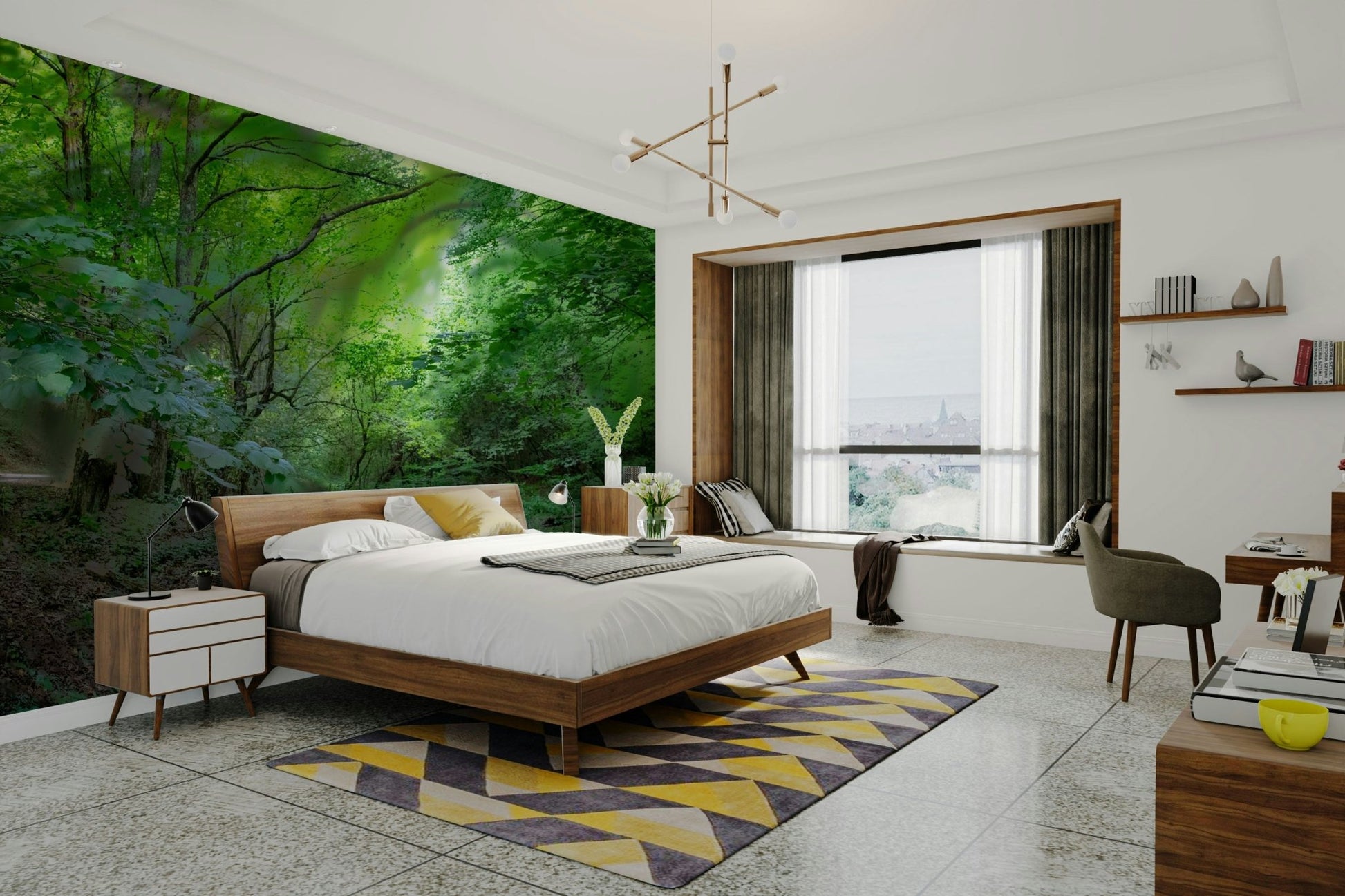 The trees are tall and numerous.

