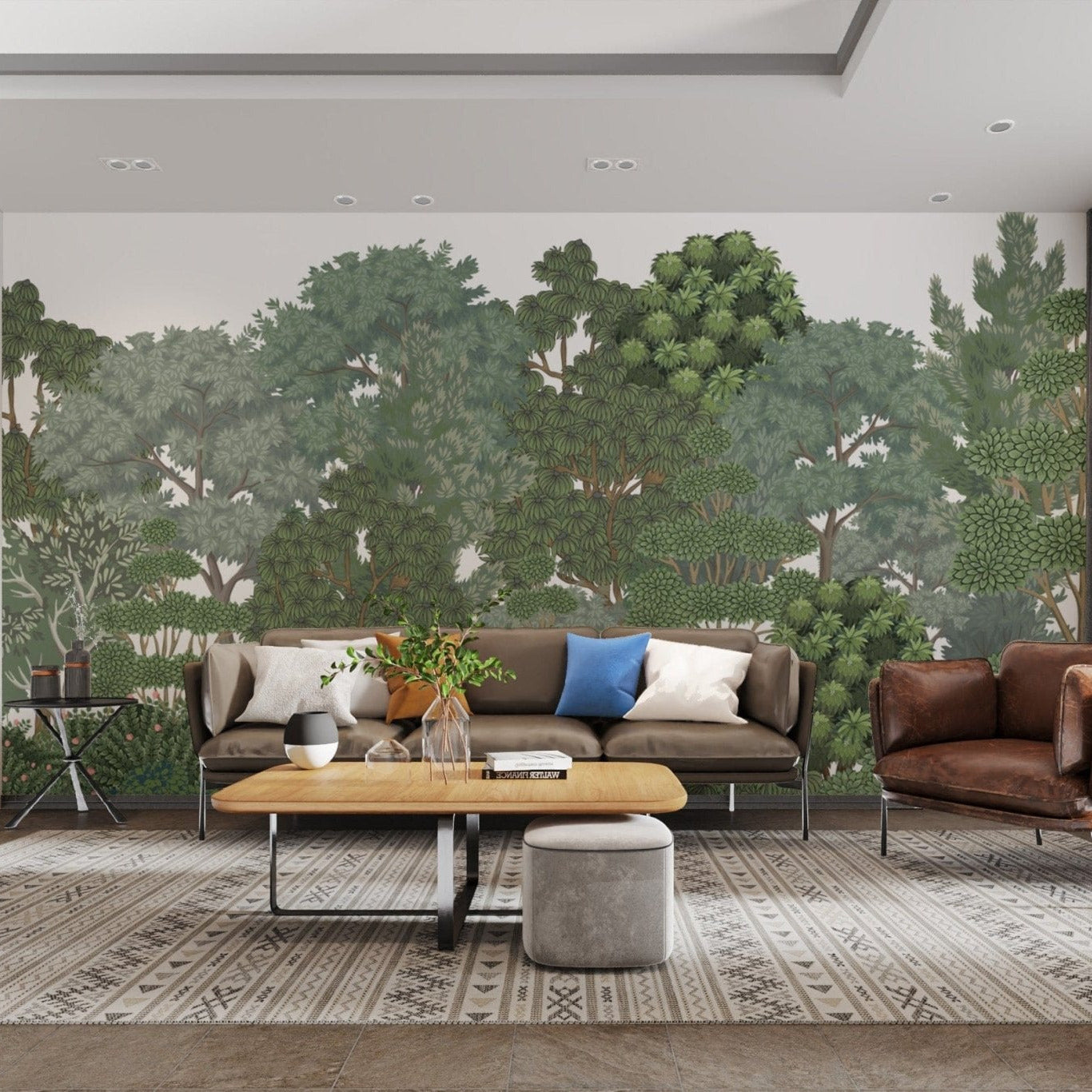 Lush green forest wall design mural
 D209
