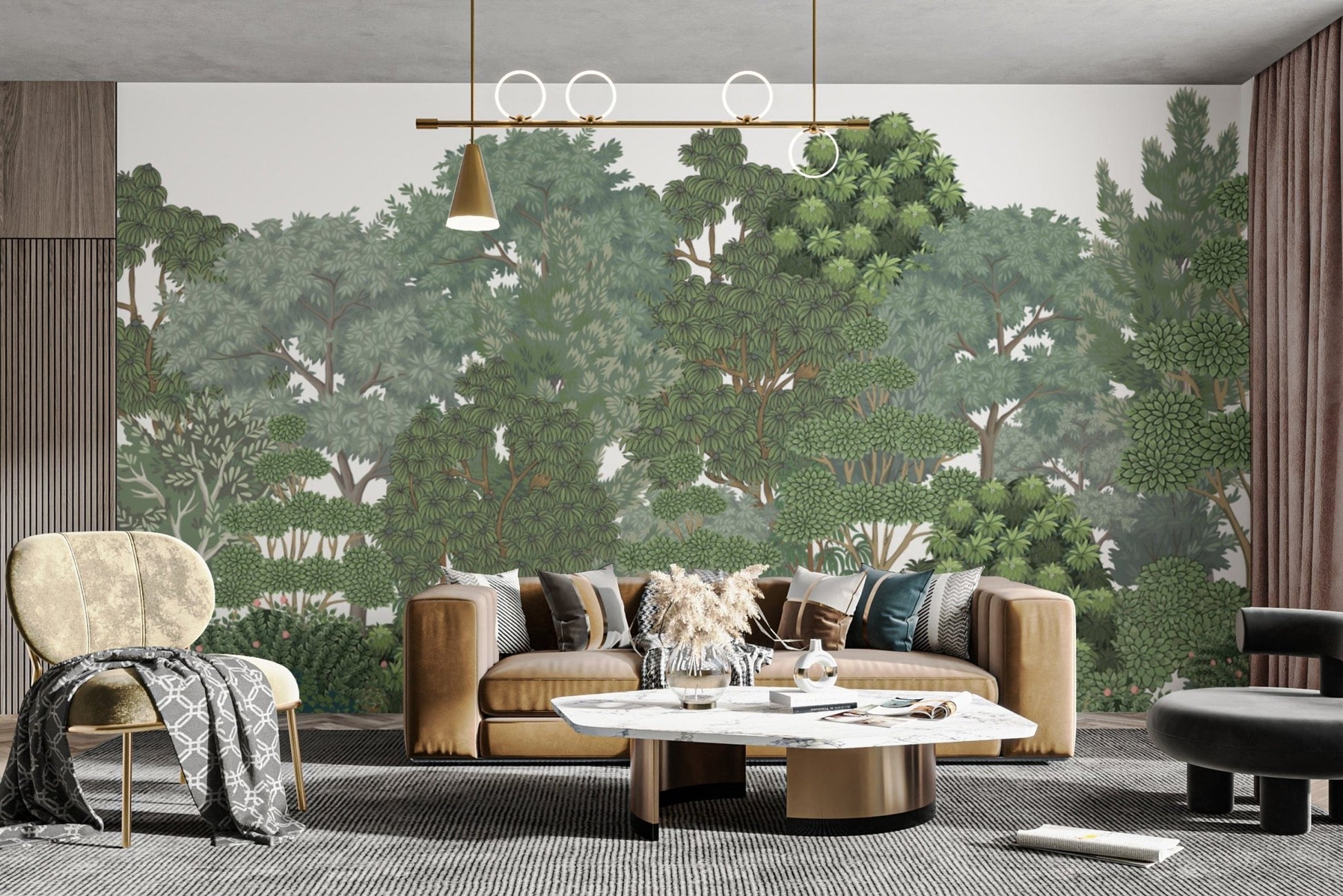 Tree wallpaper featuring lush green forest D209
