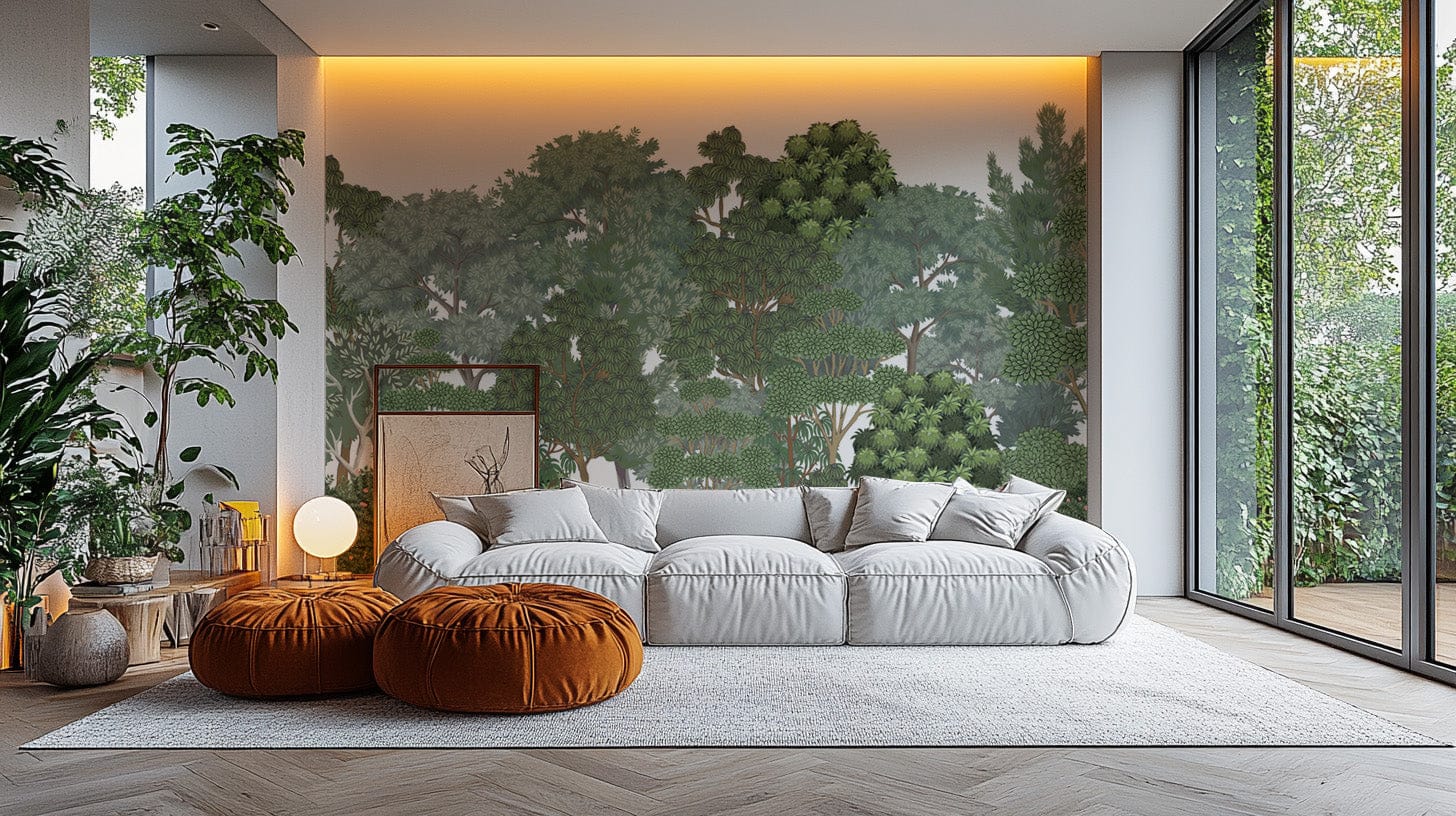 Nature-inspired green forest wall mural
 D209
