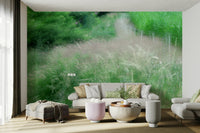 The wall mural is the main feature on a bedroom wall.

