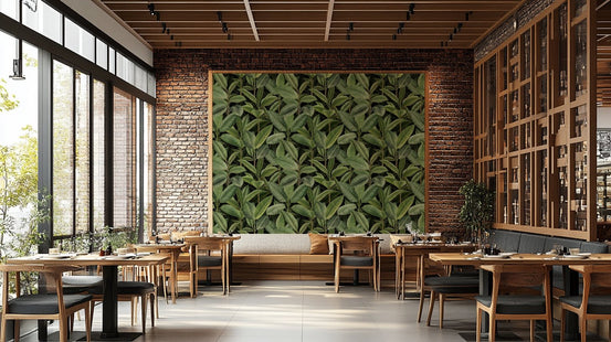 A living room decorated with a jungle-themed mural GD4011

