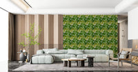 Modern lounge styled with Lush Leaf Canopy Monstera Leaves Wallpaper