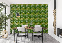 Balcony dining corner with Lush Leaf Canopy Monstera Leaves Wallpaper