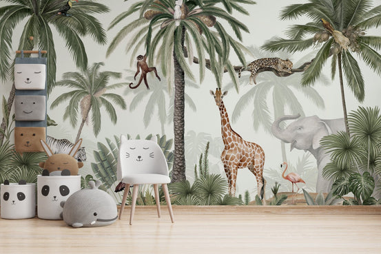 Tropical Jive wallpaper with lush greenery and wildlife KB52