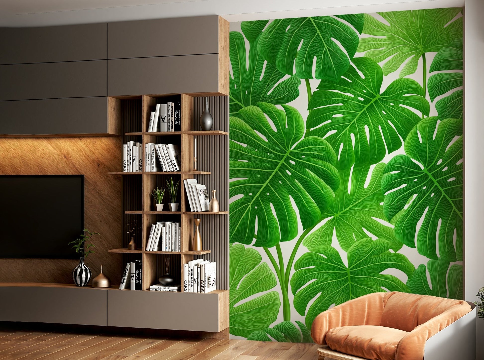 Oversized monstera leaf mural wallpaper

