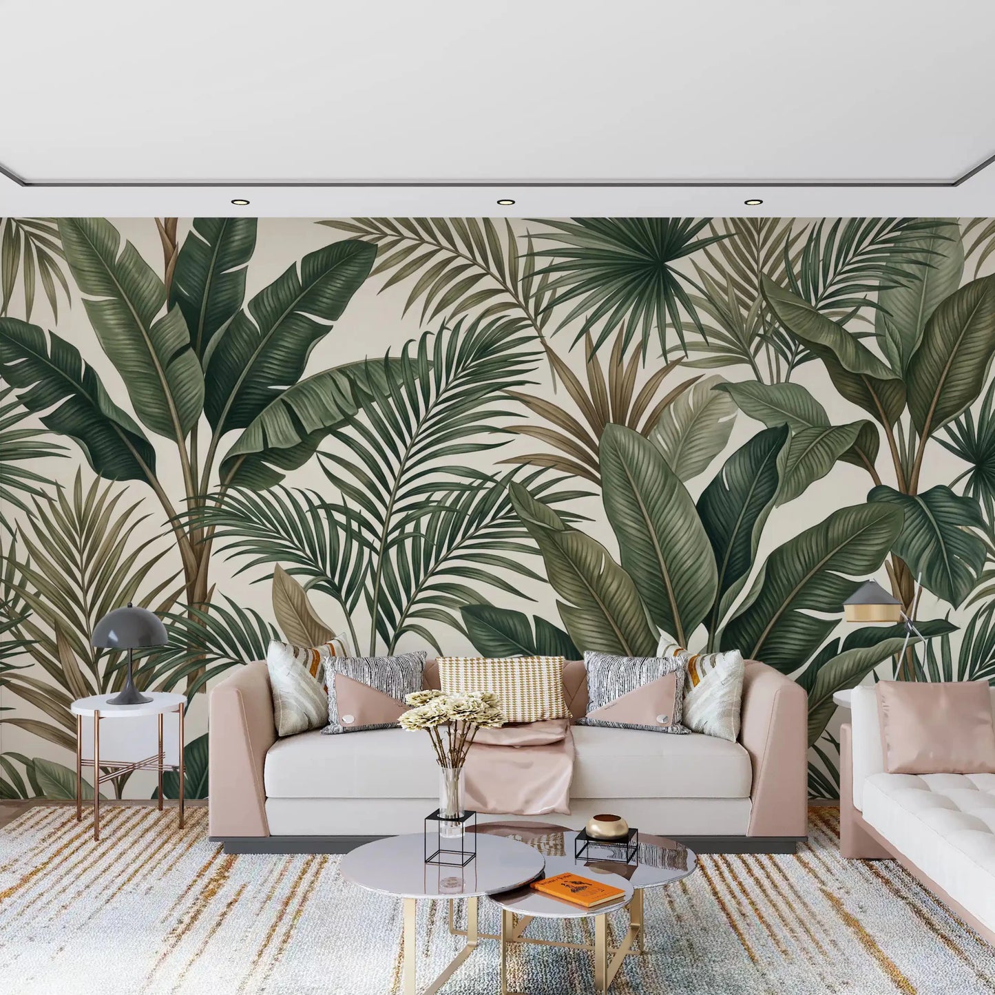 Living room Lush Tropical Foliage wall mural tropical leaf texture
