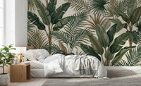 Bedroom Lush Tropical Foliage wall mural green botanical look