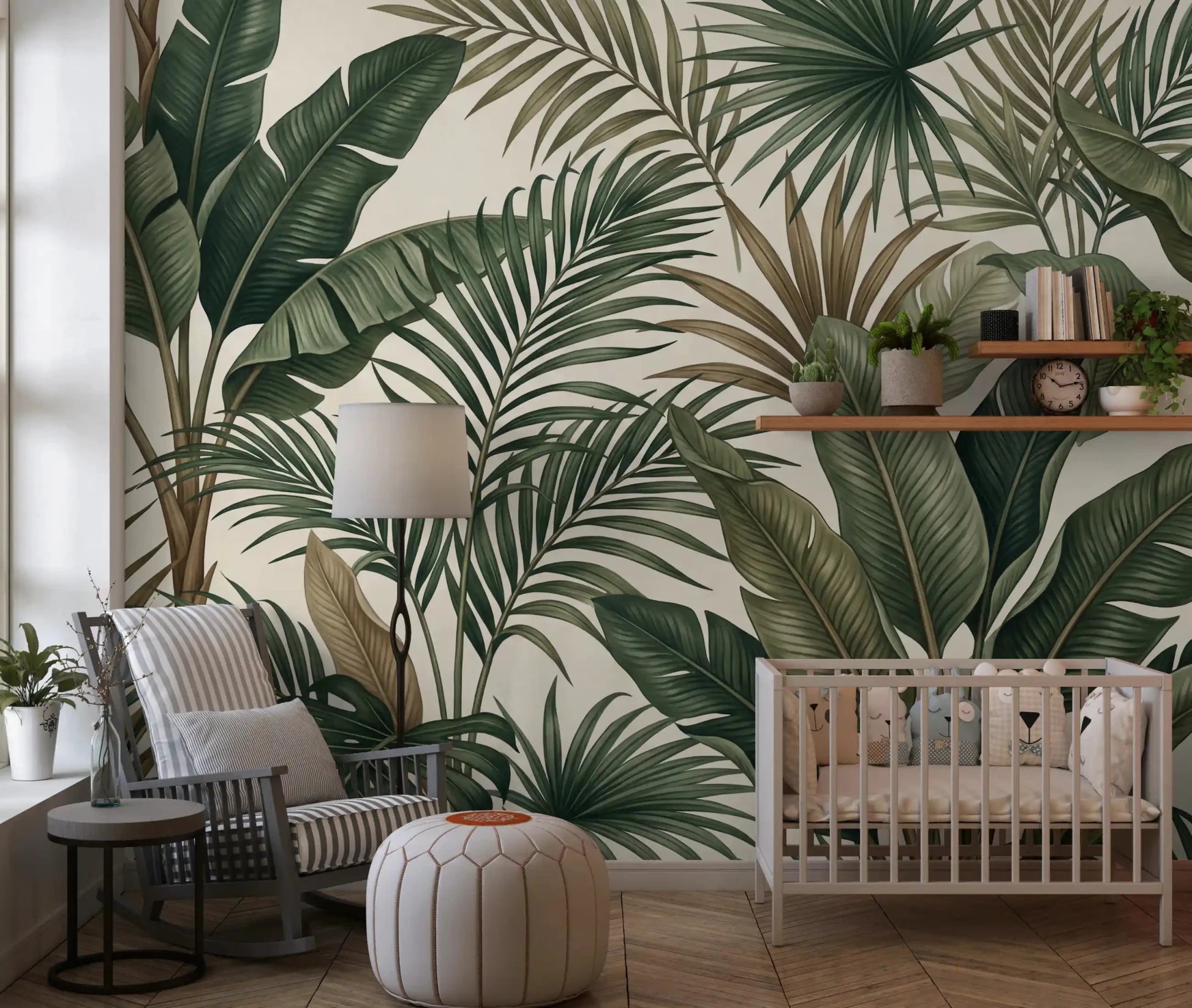 Tropical leaf wall mural Lush Tropical Foliage natural style
