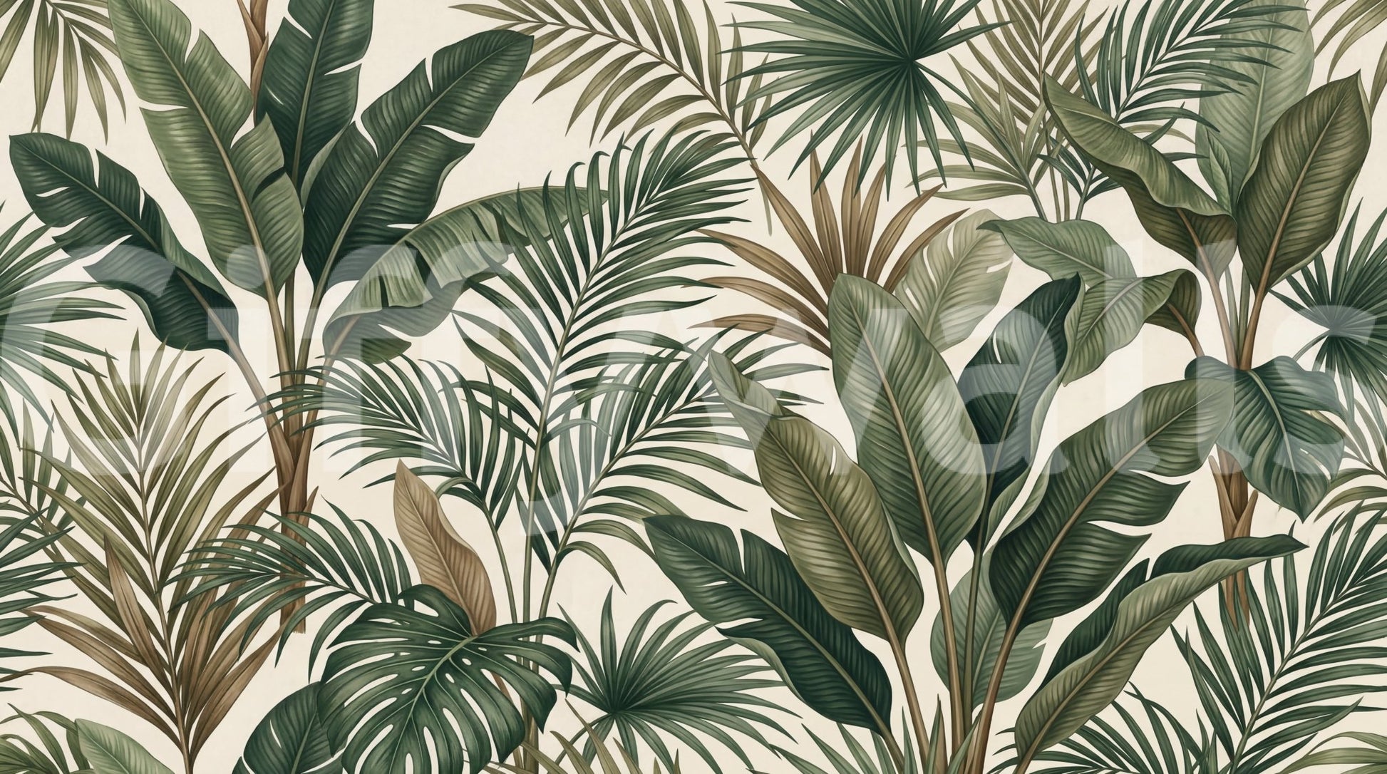 Lush Tropical Foliage wall mural with natural leaf depth