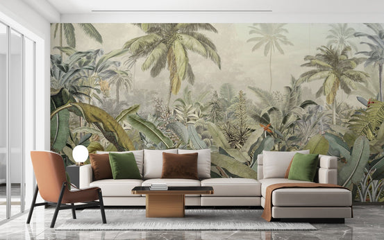 Watercolor Drawn Rich Green Plant Forestry Wallpaper - Giffywalls, A495