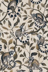 Nature-inspired lemur wallpaper for fun rooms

