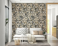 Lemurs and leaves wall mural pattern

