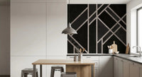 Luxe Black Art Deco wall mural with clean geometric lines and contrast, GD9288