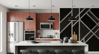 Kitchen styled using Luxe Black Art Deco wall mural on a dark base, GD9288