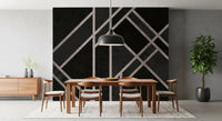 Structured line pattern in Luxe Black Art Deco wall mural design, GD9288