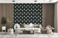 Beige and dark Luxe Palms Art Deco Tropical Flair Wallpaper background.