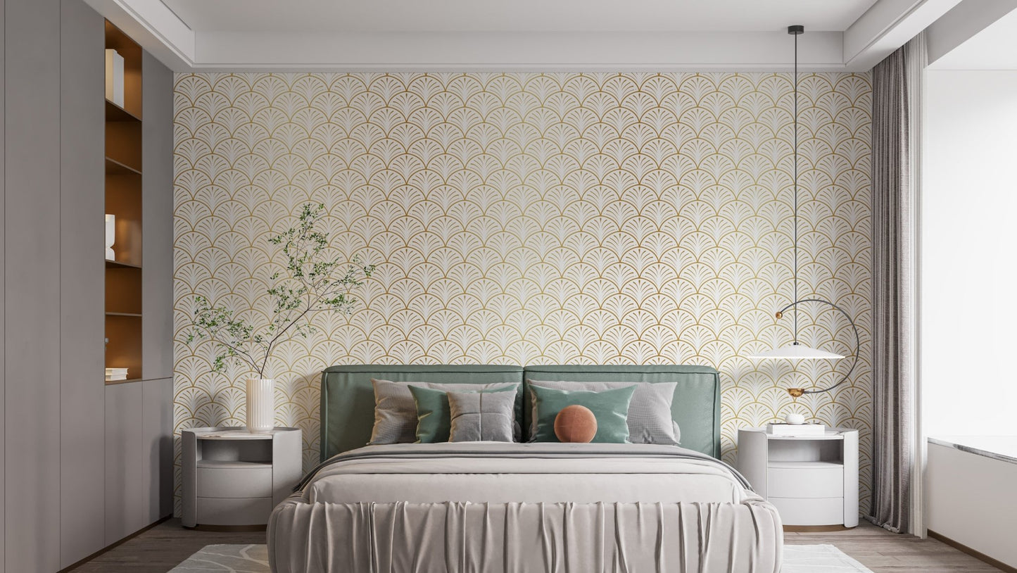 Luxurious gold art deco wallpaper design
