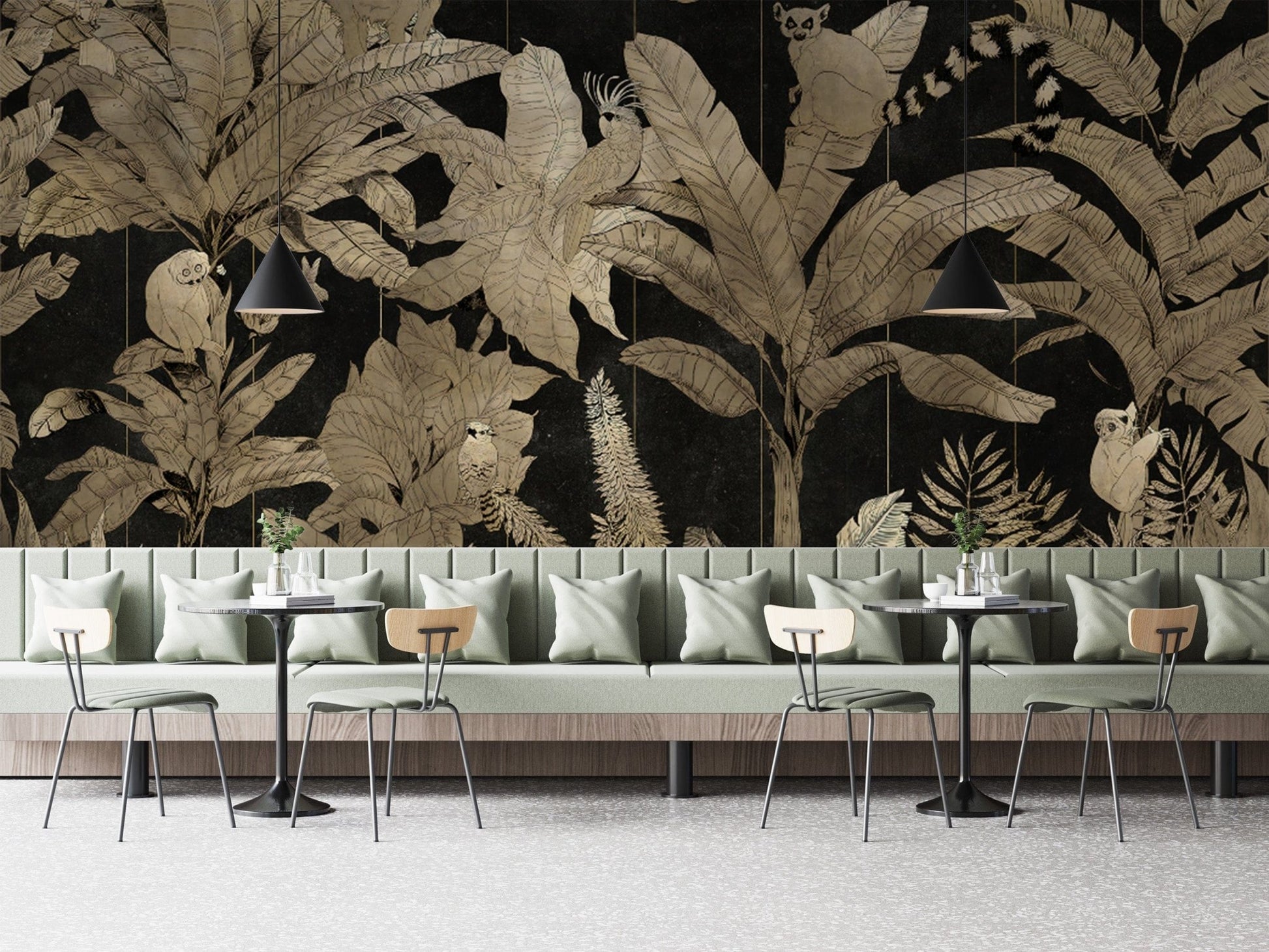 Luxurious jungle themed botanical wallpaper

