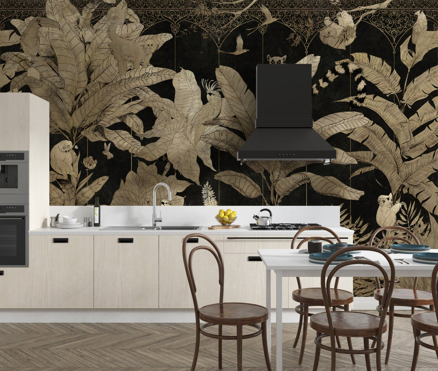 Elegant jungle botanical wall mural
